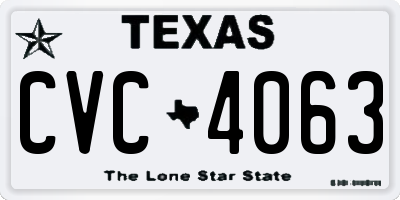 TX license plate CVC4063