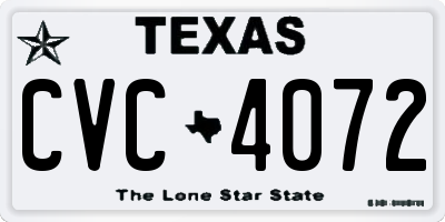 TX license plate CVC4072