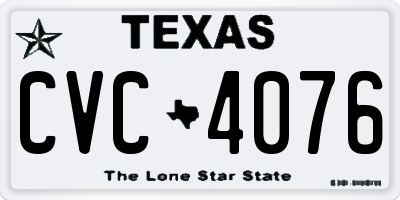 TX license plate CVC4076