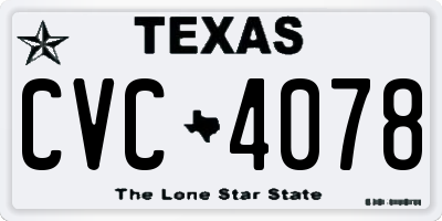 TX license plate CVC4078