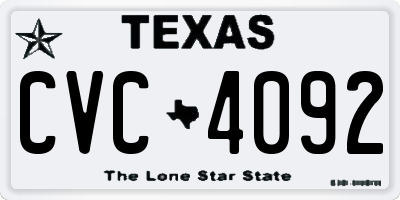 TX license plate CVC4092