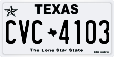 TX license plate CVC4103