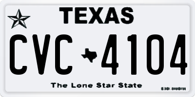 TX license plate CVC4104