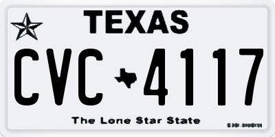 TX license plate CVC4117