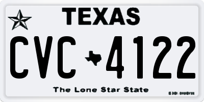TX license plate CVC4122