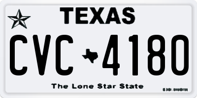 TX license plate CVC4180