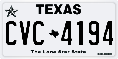TX license plate CVC4194