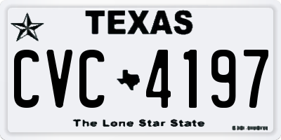 TX license plate CVC4197