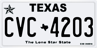 TX license plate CVC4203