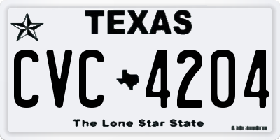 TX license plate CVC4204