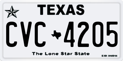 TX license plate CVC4205
