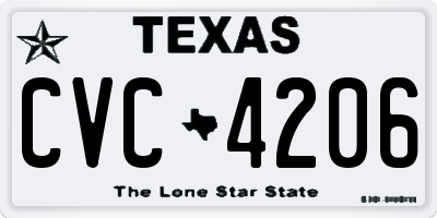 TX license plate CVC4206