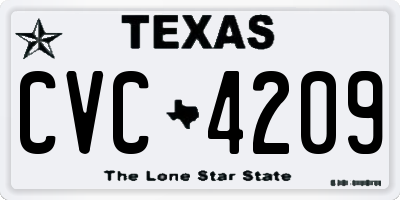 TX license plate CVC4209