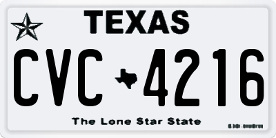 TX license plate CVC4216