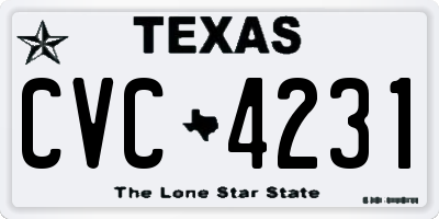 TX license plate CVC4231