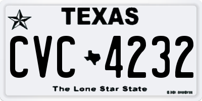 TX license plate CVC4232