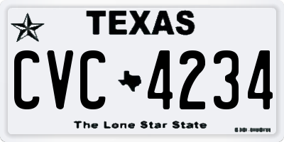 TX license plate CVC4234