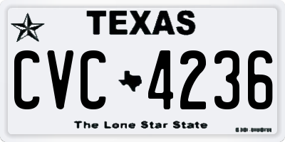TX license plate CVC4236