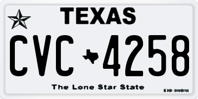 TX license plate CVC4258