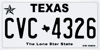 TX license plate CVC4326