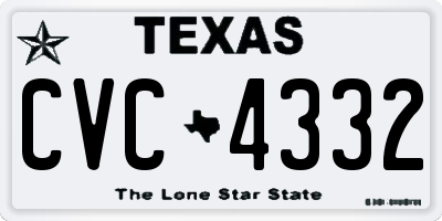 TX license plate CVC4332
