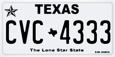 TX license plate CVC4333
