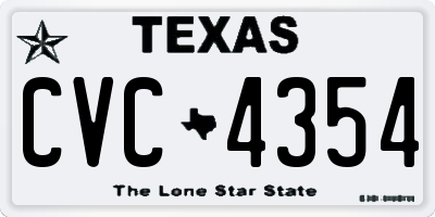 TX license plate CVC4354