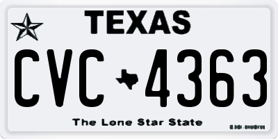 TX license plate CVC4363