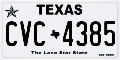 TX license plate CVC4385