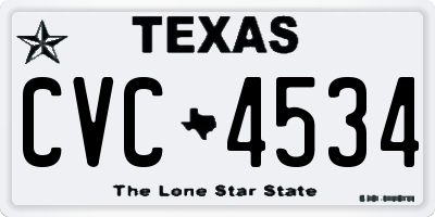 TX license plate CVC4534