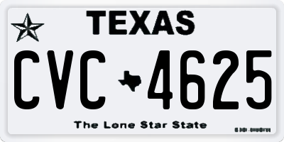 TX license plate CVC4625