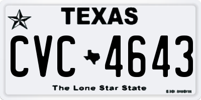 TX license plate CVC4643