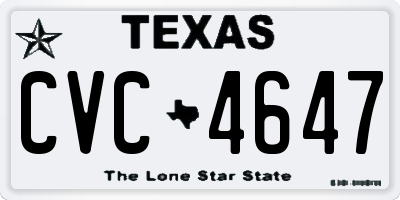 TX license plate CVC4647