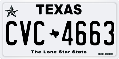 TX license plate CVC4663