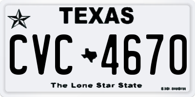 TX license plate CVC4670