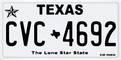 TX license plate CVC4692