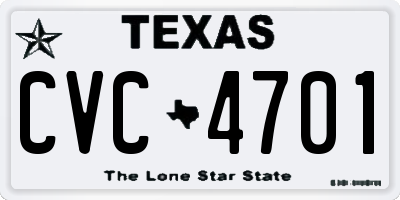 TX license plate CVC4701