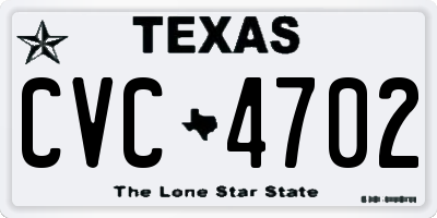 TX license plate CVC4702