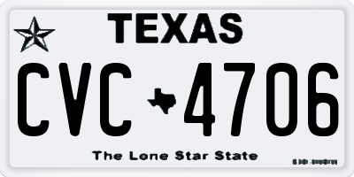 TX license plate CVC4706