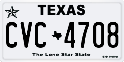 TX license plate CVC4708