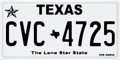 TX license plate CVC4725