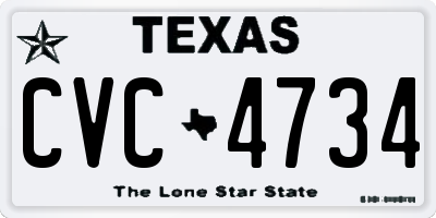 TX license plate CVC4734