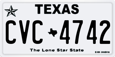 TX license plate CVC4742