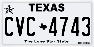 TX license plate CVC4743