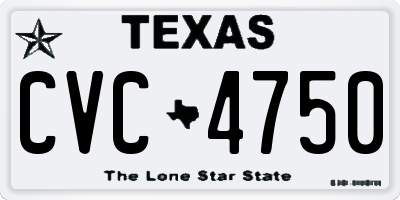 TX license plate CVC4750