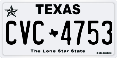 TX license plate CVC4753