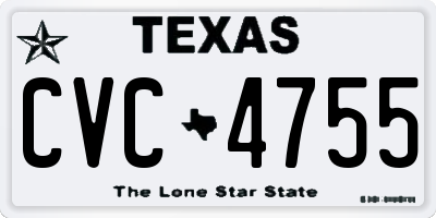 TX license plate CVC4755