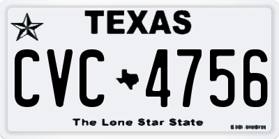TX license plate CVC4756