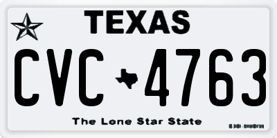 TX license plate CVC4763