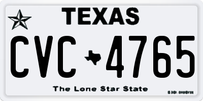 TX license plate CVC4765